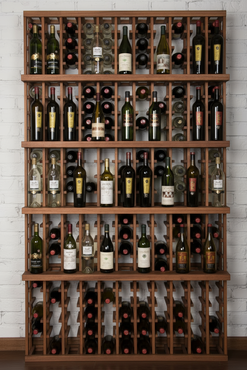 Vente au détail de 3 bouteilles de 750 ml avec 4 rangées de présentation - Casier à vin en bois premium