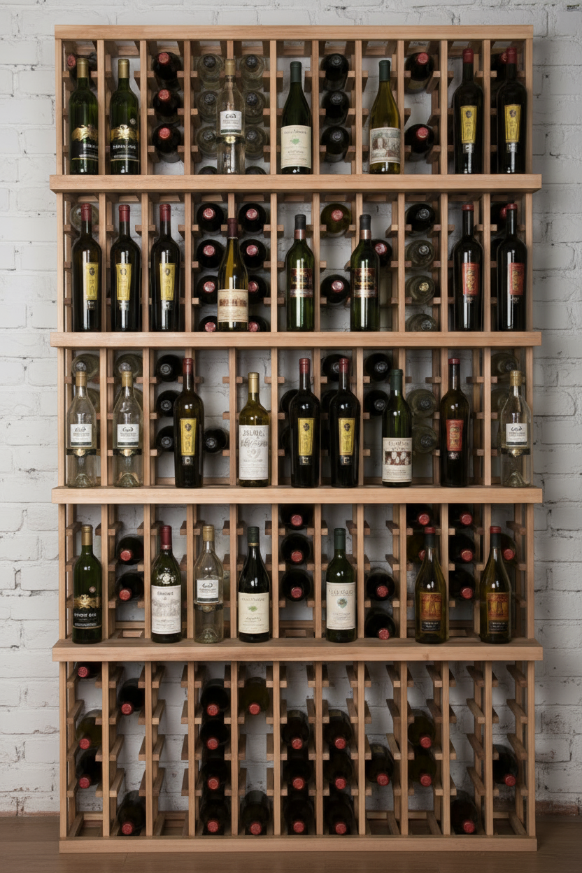 Vente au détail de 3 bouteilles de 750 ml avec 4 rangées de présentation - Casier à vin en bois premium