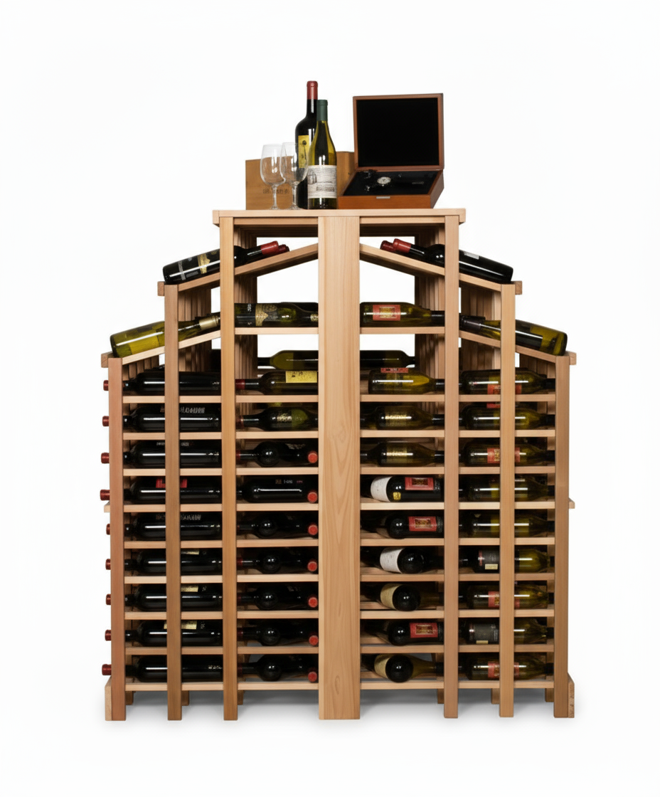 Retail 25 Freestanding Island with 2 Tiers and Counter - Premium Wooden Wine Racks