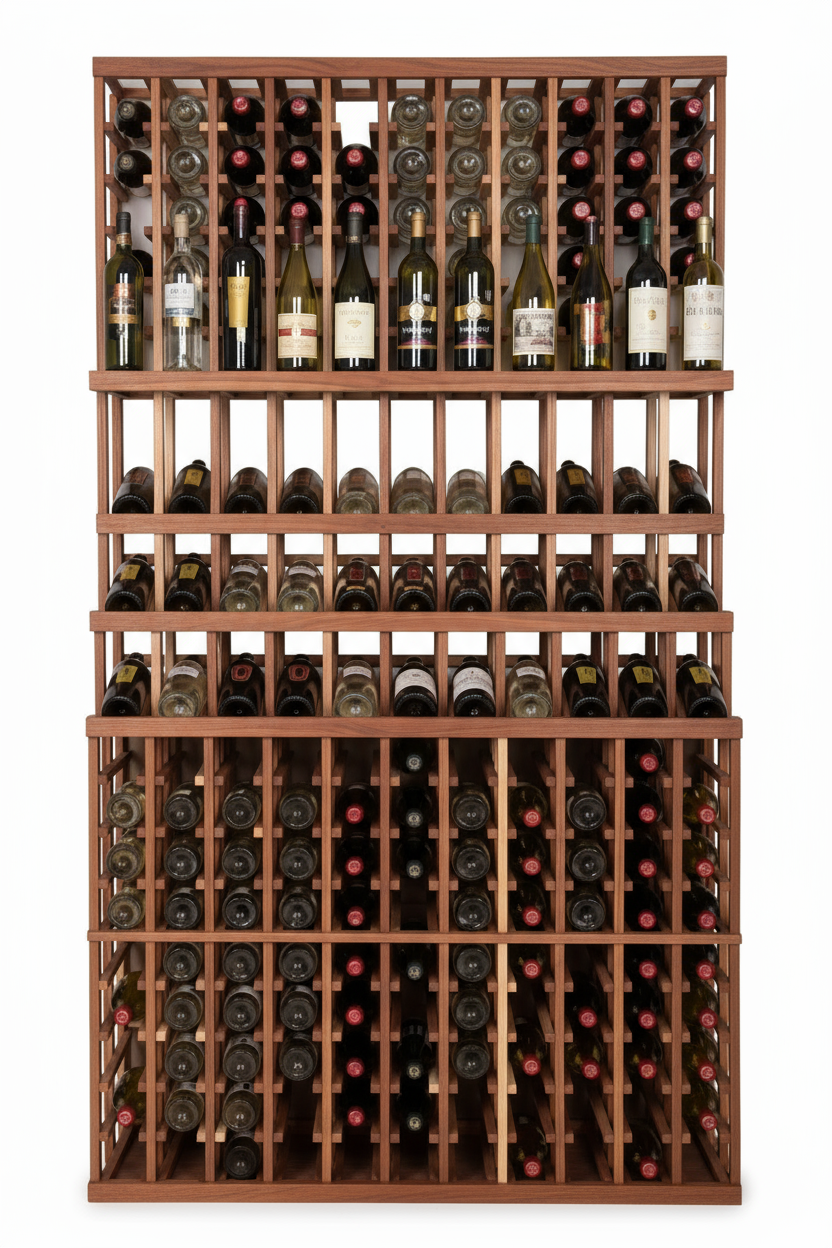Retail 1 Double Deep Lower with 3 Display Rows - Premium Wooden Wine Racks
