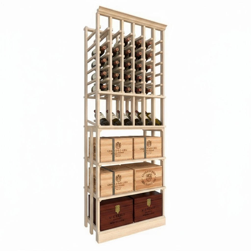 Full Height Wood Case with Individual Bottles - Premier Cru Premium Wooden Racking