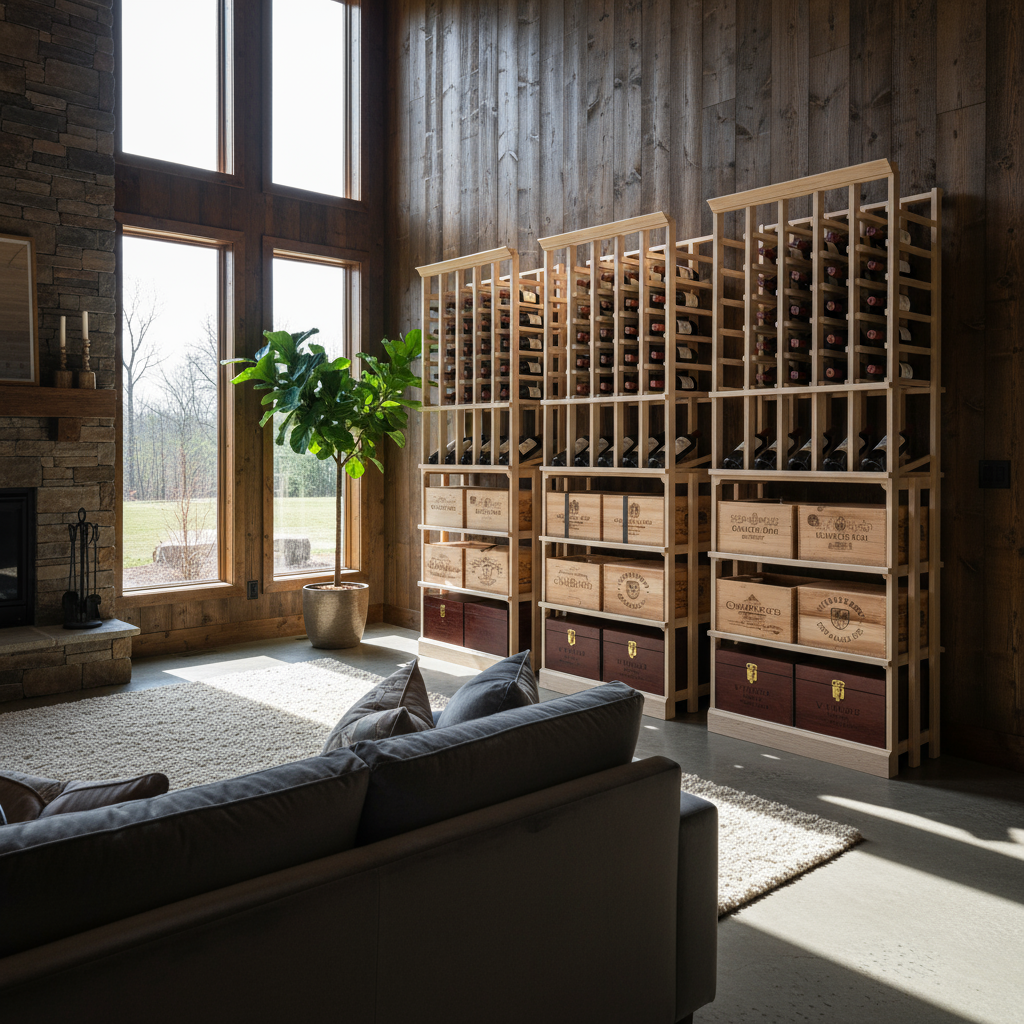 Full Height Wood Case with Individual Bottles - Premier Cru Premium Wooden Racking