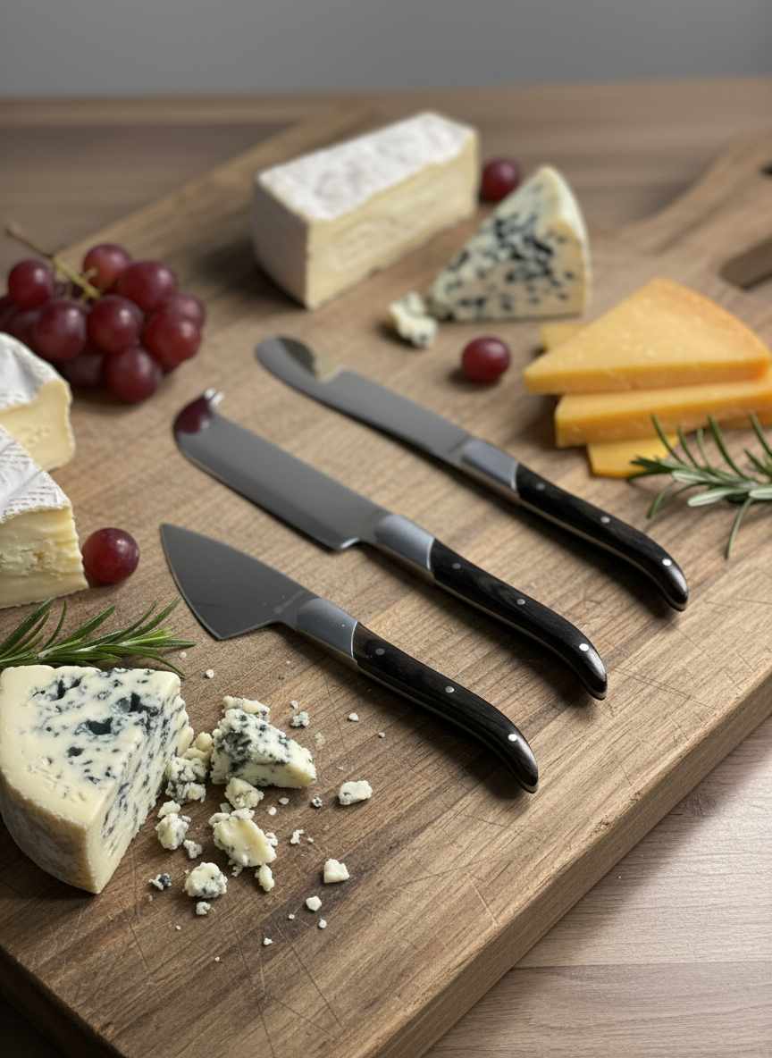 Legnoart Reggio 3-piece Knife Cheese Set with Light Wood Handle