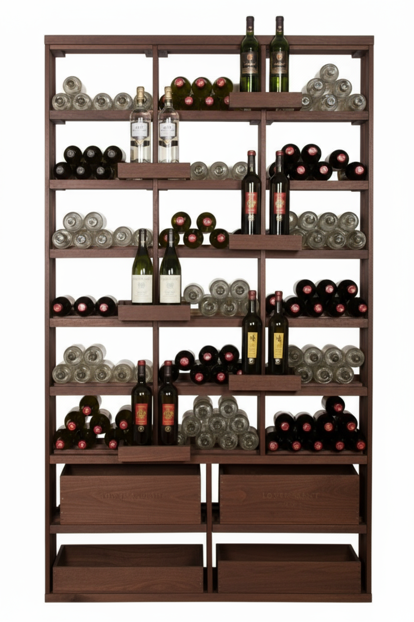 Premier Cru Wine Racks Retail 6 Bottle Bin/Wood Case with 6 Double Perches - Premium Wooden Wine Racks Canadian Toasted Maple
