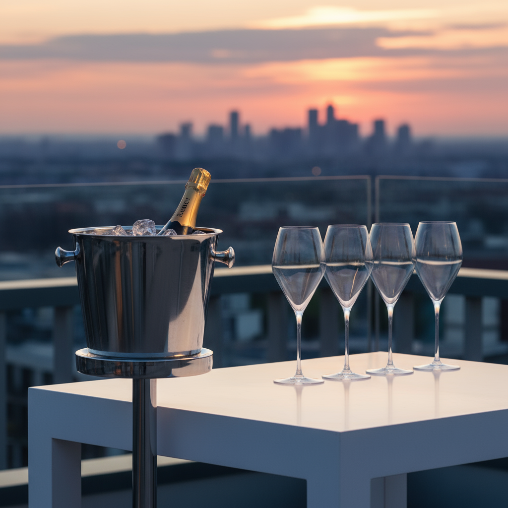 Rosehill Wine Cellars Modern Champagne Experience Set – RIEDEL Veloce Glasses + Capri Cooler with Stand