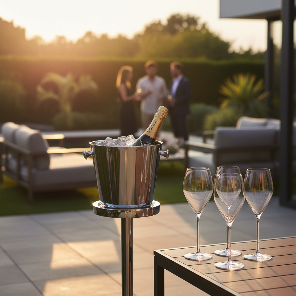 Modern Champagne Experience Set – RIEDEL Veloce Glasses + Capri Cooler with Stand