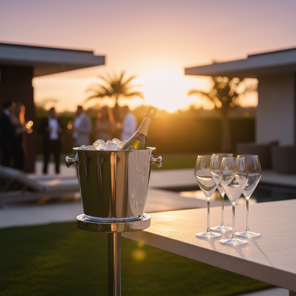 Modern Champagne Experience Set – RIEDEL Veloce Glasses + Capri Cooler with Stand