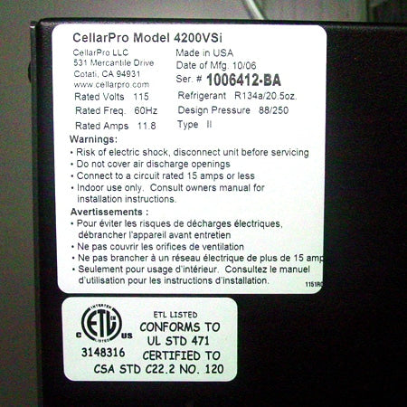 CellarPro CellarPro CP 2000VSX Wine Cellar Cooling Unit