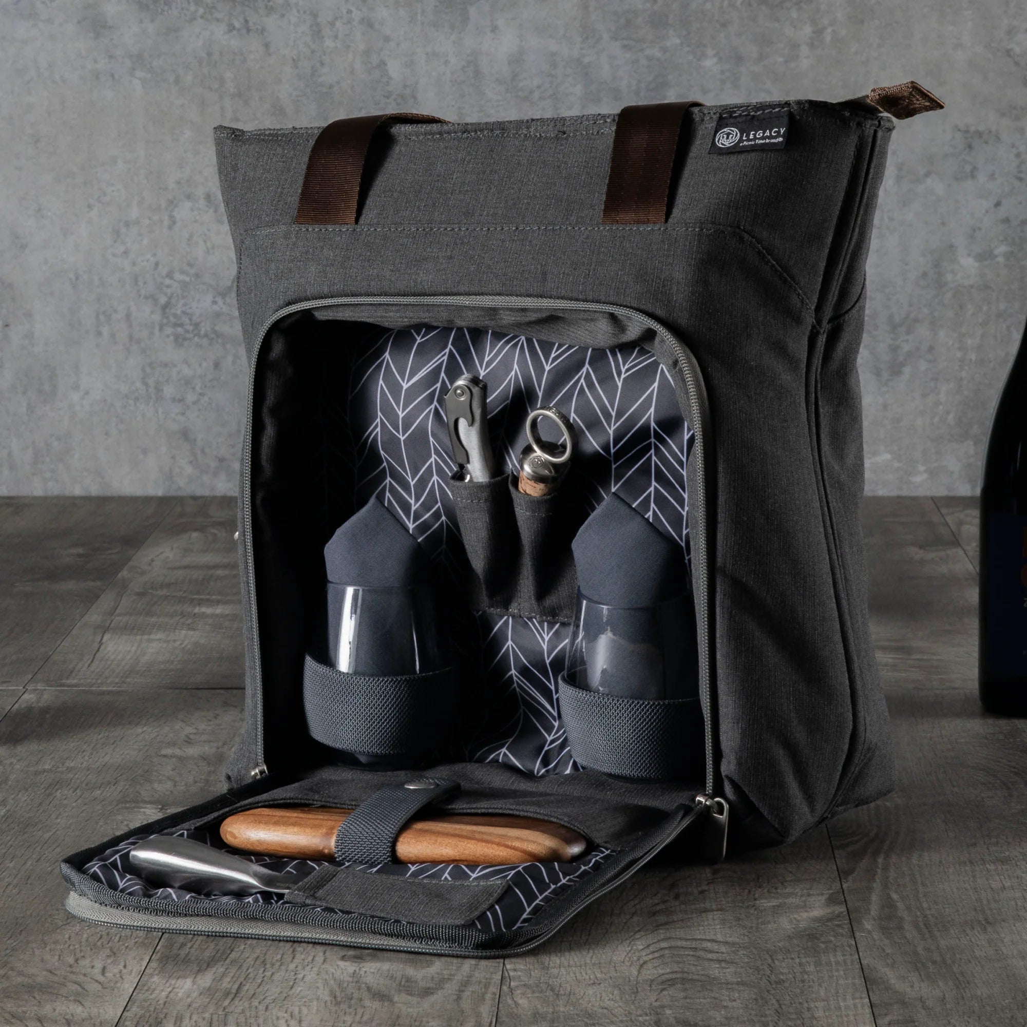 Legacy Sonoma Wine & Cheese Picnic Tote Grey