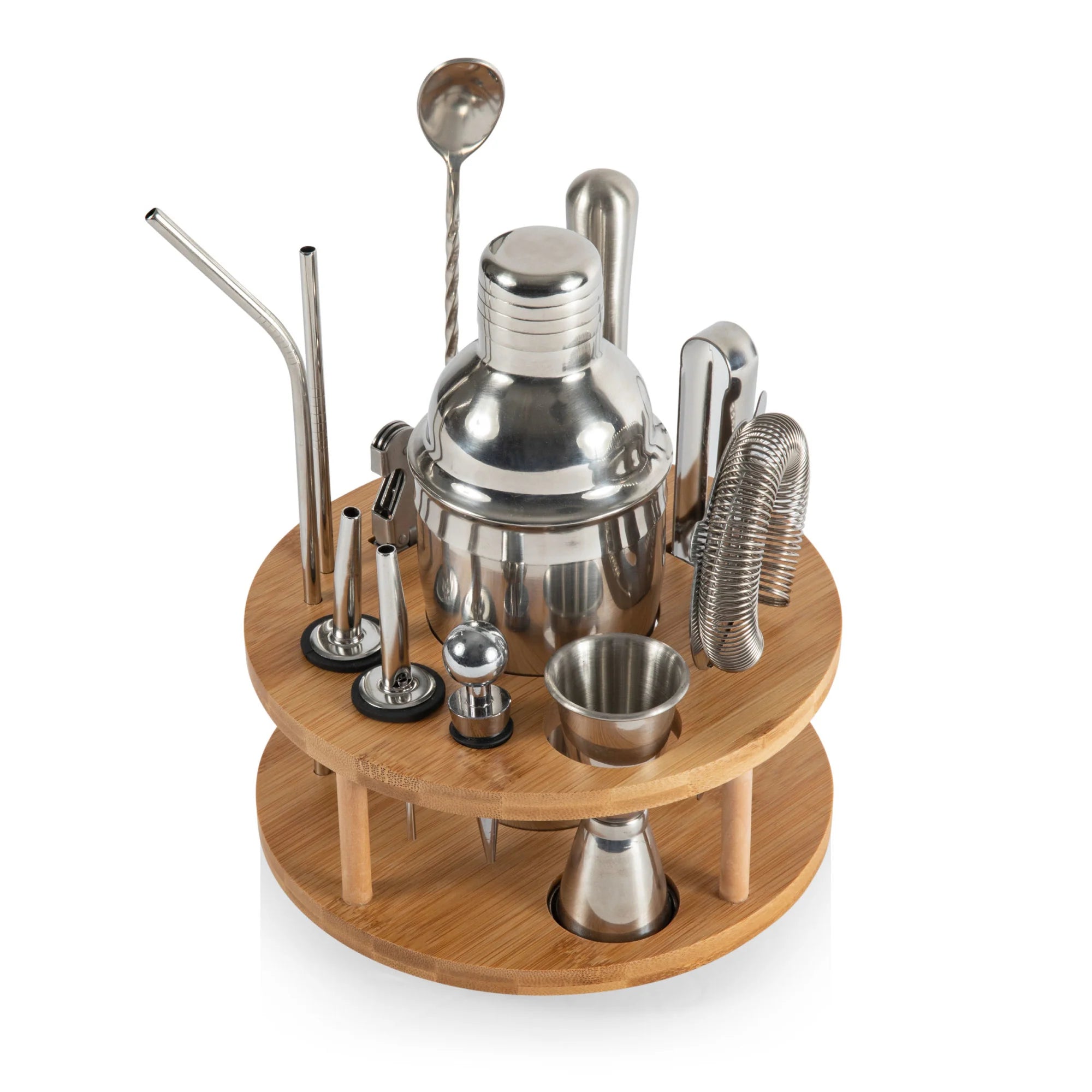 Legacy Lazy Susan Bar Tool Set (Bamboo & Stainless Steel)