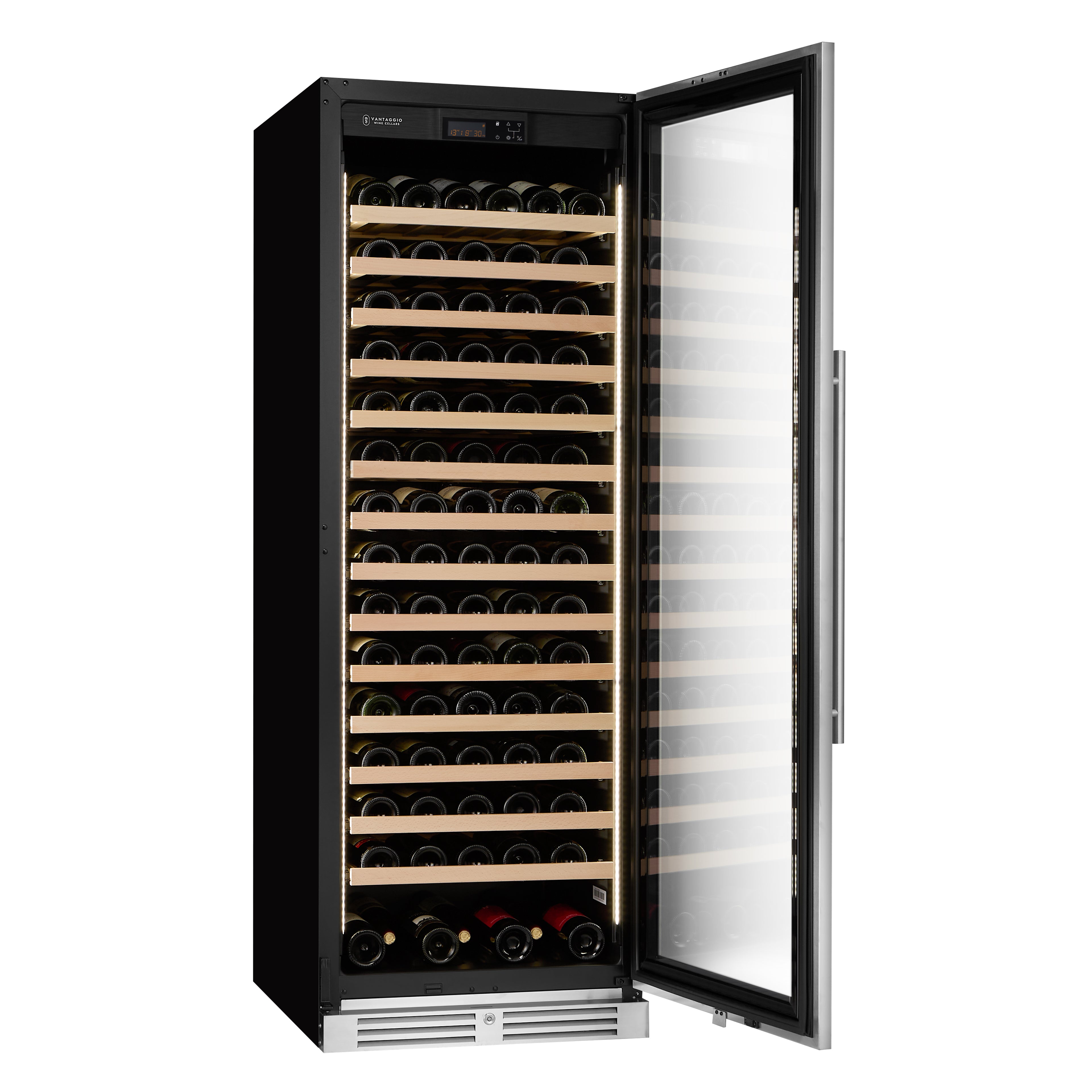 v164 stainless single zone door opened with wine