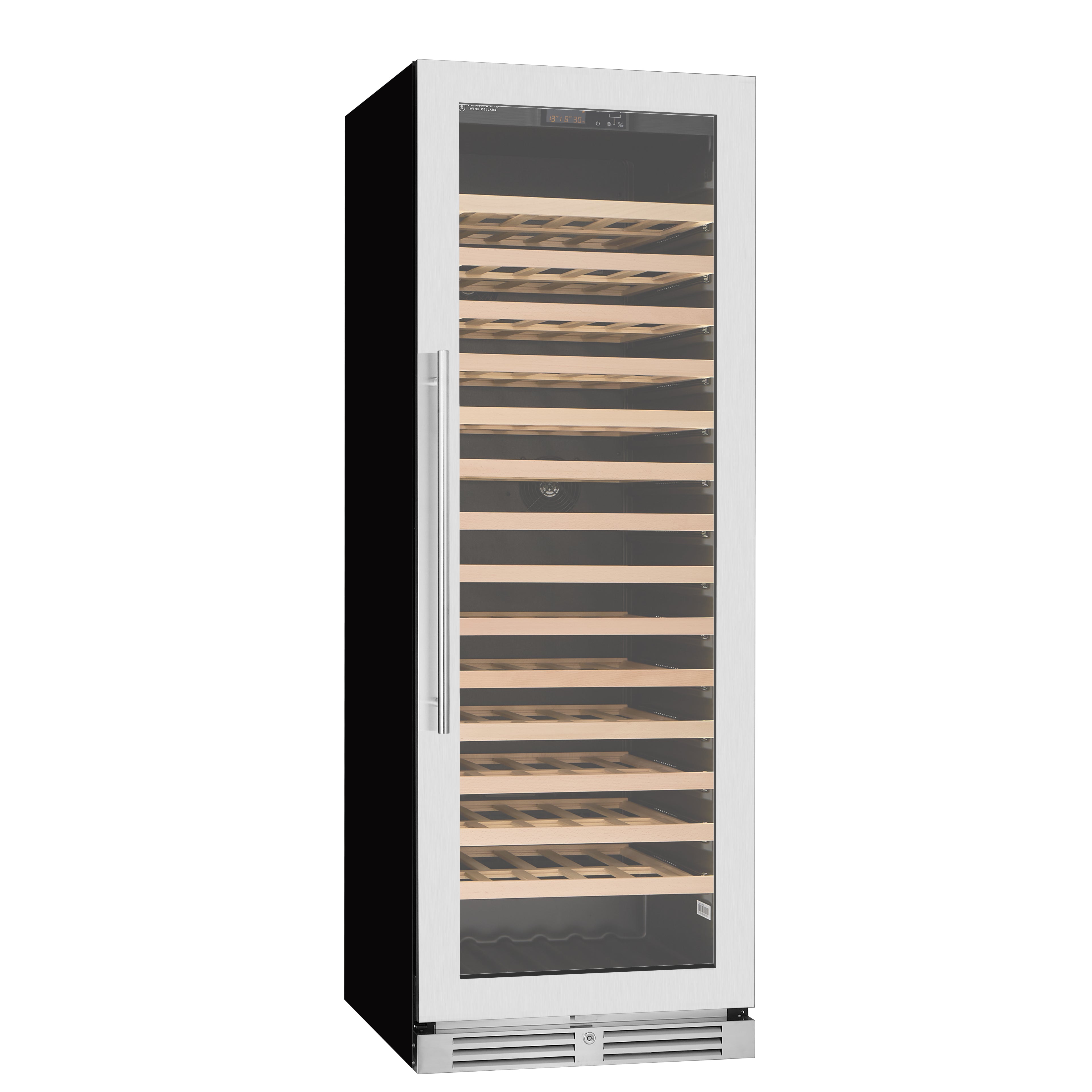 v164 stainless single zone door closed angled without wine