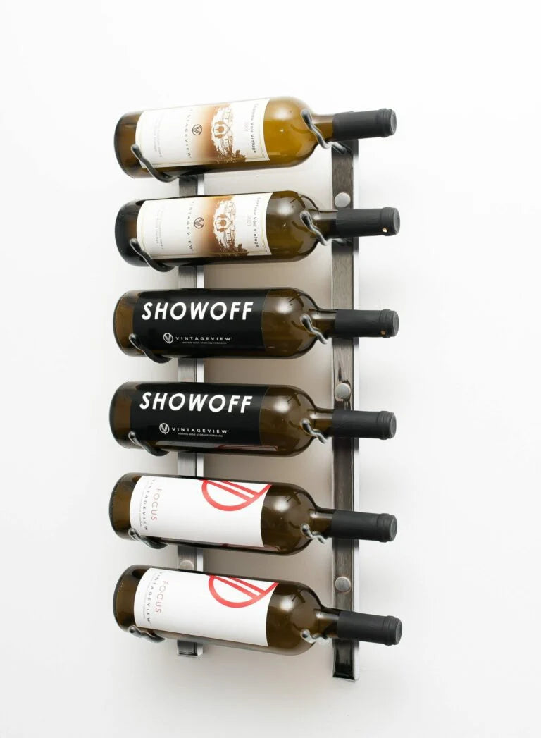 VintageView W Series Wine Rack 2 (wall mounted metal wine bottle storage) Brushed Nickel 6 Bottle (Single)