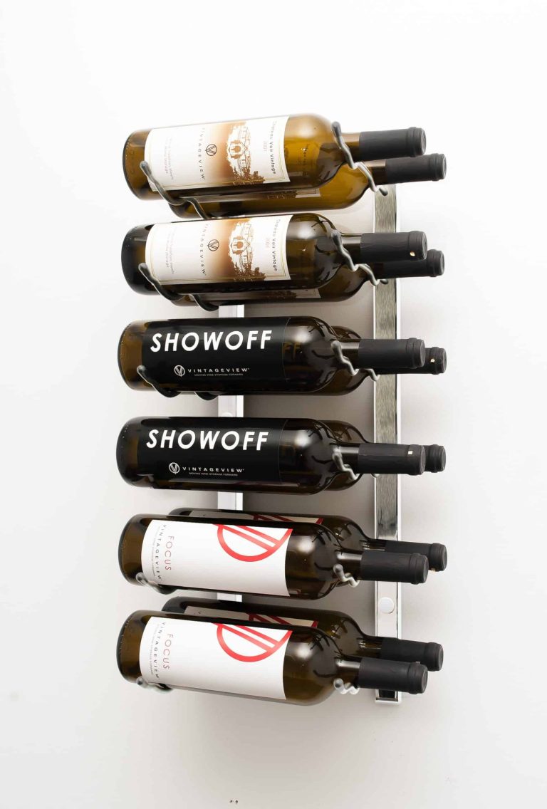 VintageView W Series Wine Rack 2 (wall mounted metal wine bottle storage) Brushed Nickel 12 Bottles (Double)