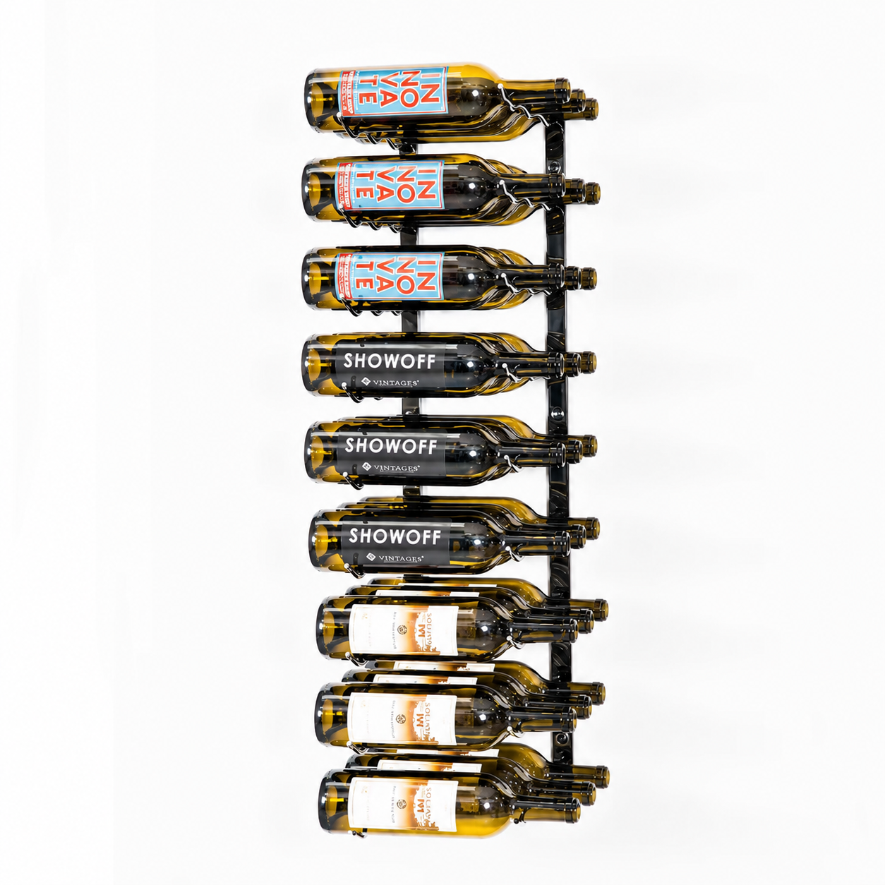 VintageView W Series Wine Rack 3 (wall mounted metal bottle storage) Black Pearl 27 Bottles (Triple)