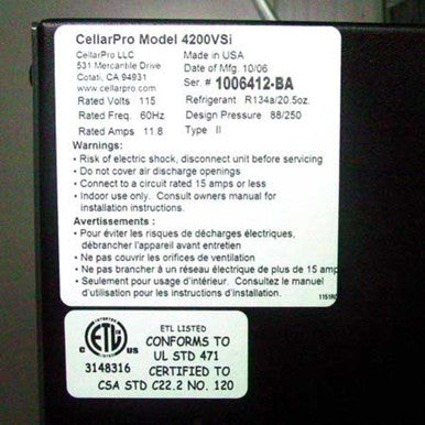 CellarPro CellarPro CP 4200VSI Wine Cellar Cooling Unit