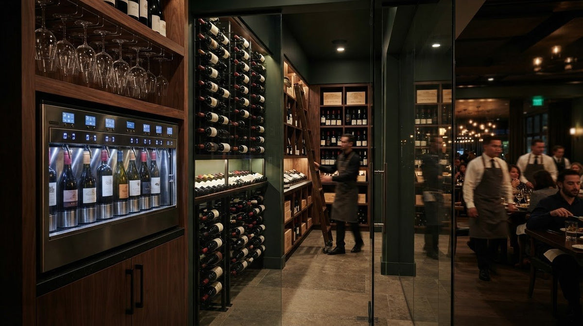 Commercial Restaurant Wine Cellar Design: Integrating Dispensers into Custom Cabinetry