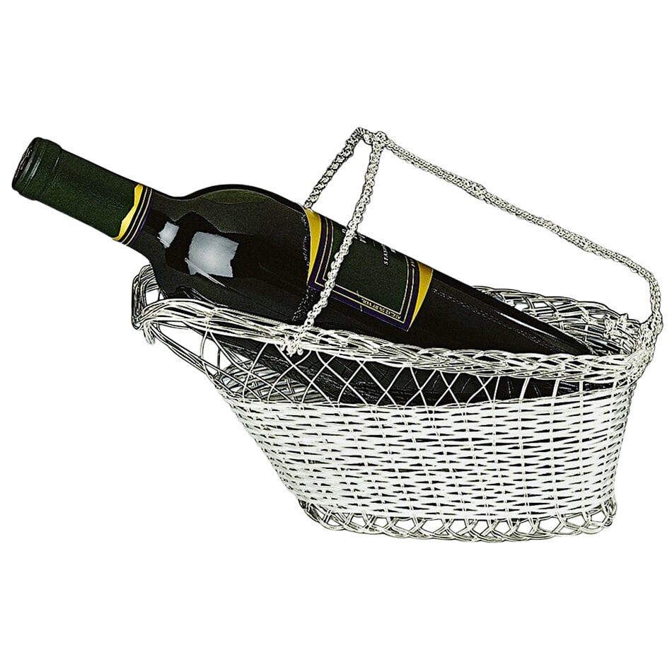 Silver Plated Wine Bottle Cradle with Basket Weave