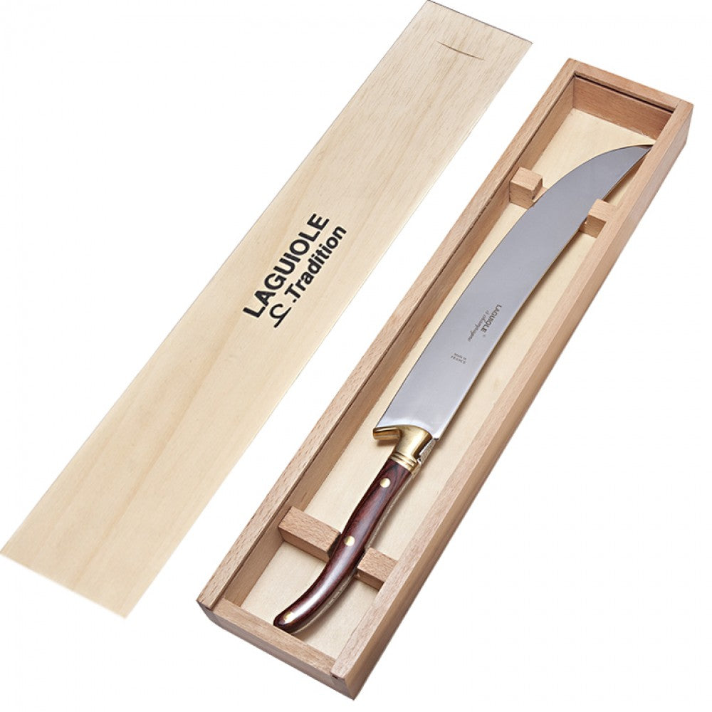 Laguiole 16" Stainless Steel Champagne Saber with Rosewood Handle and Wood Box