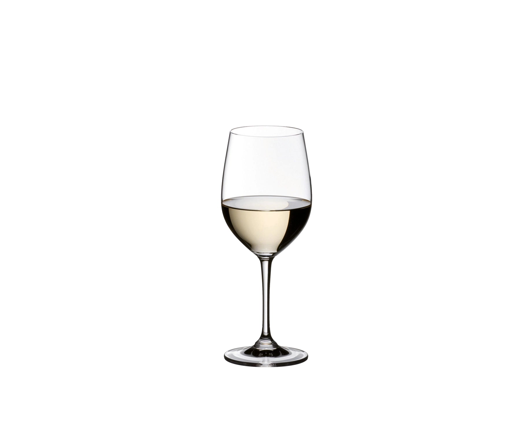 Riedel  Wine glass with white wine on a white background