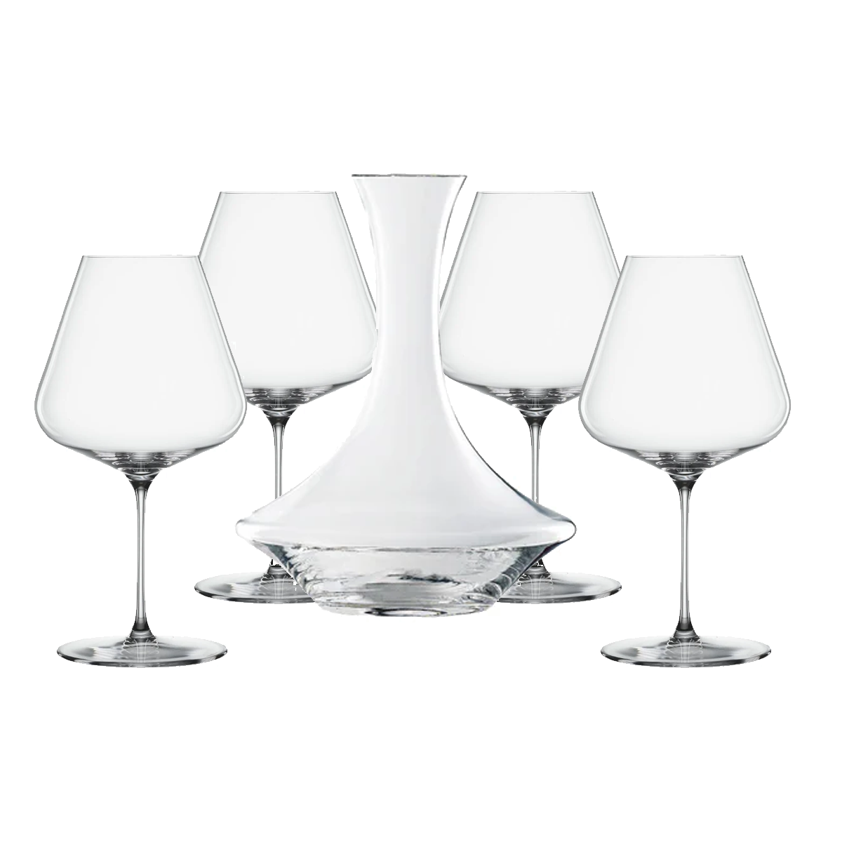 Authentis Decanter + 4 Burgundy Red Wine Glasses