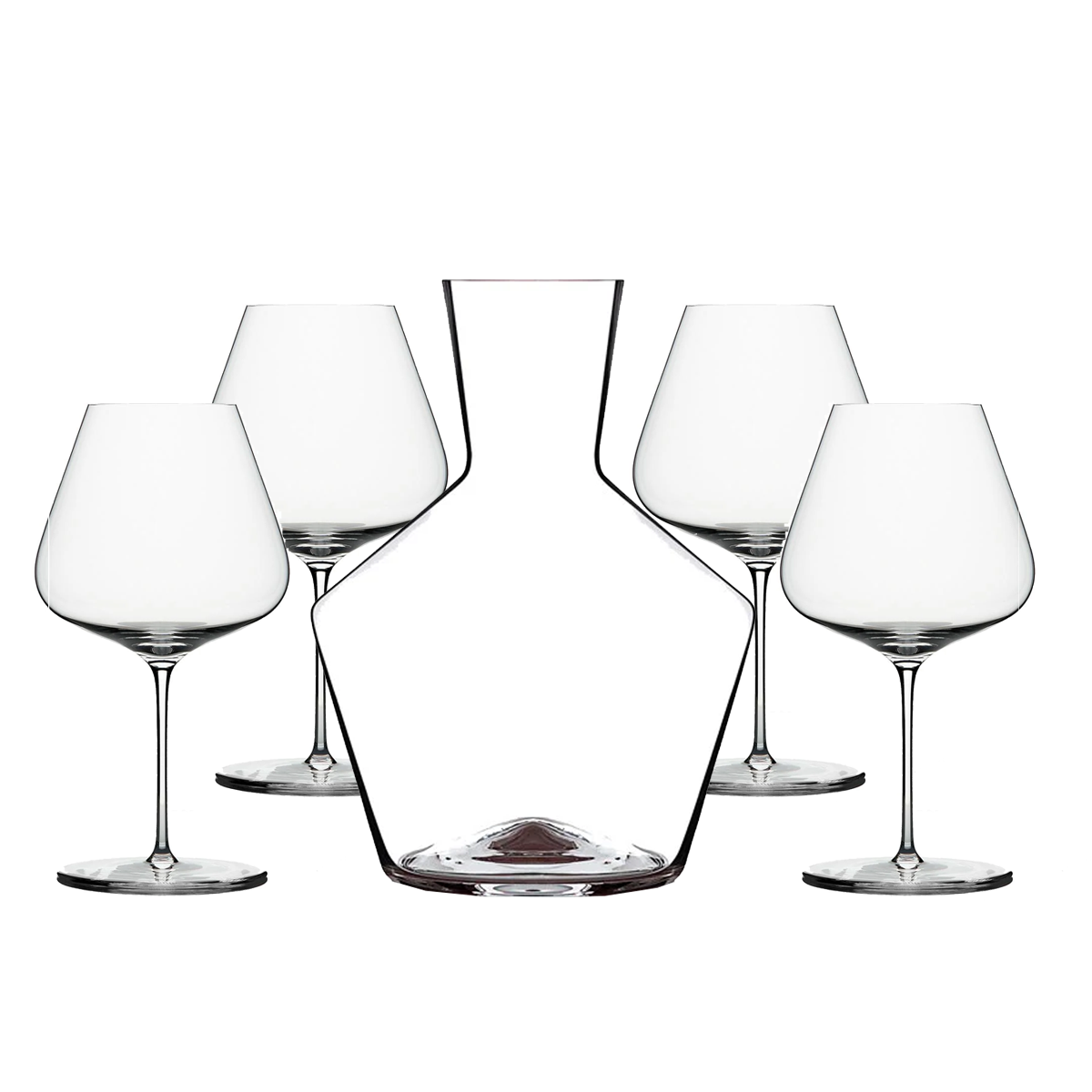 Axium Decanter + 4 Burgundy Red Wine Glasses