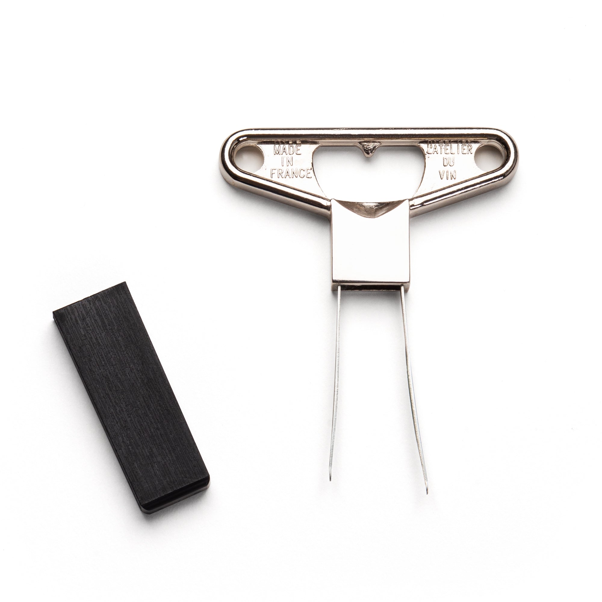 Bilame Chrome Metallic bottle opener with a black cap