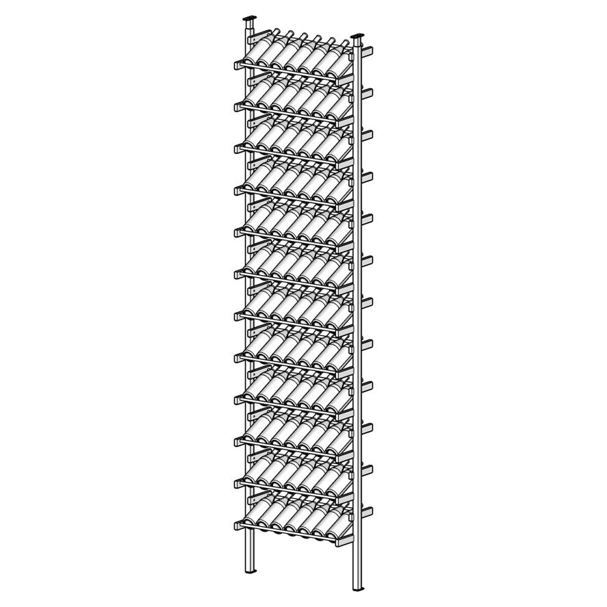Tall Display wine rack with multiple bottles arranged on shelves.