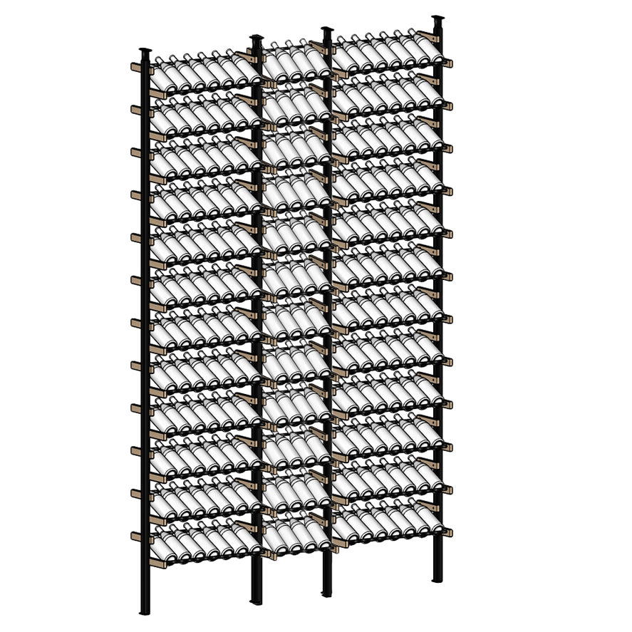 Display Wine Rack with multiple shelves and bottles.