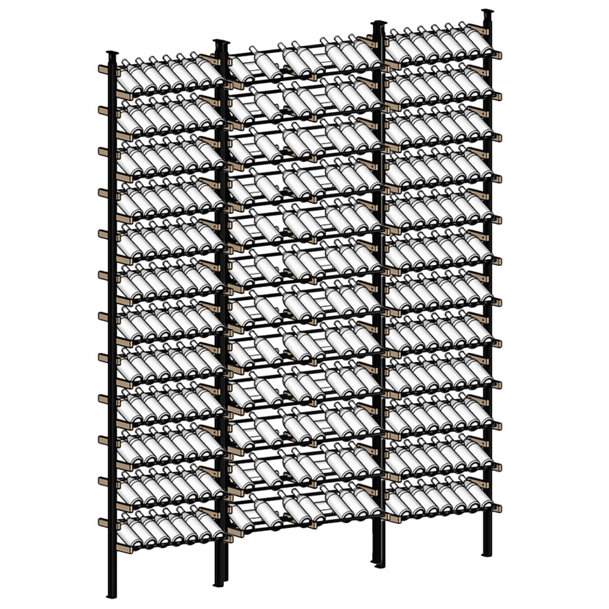 Display Wine Rack with multiple shelves and bottles.