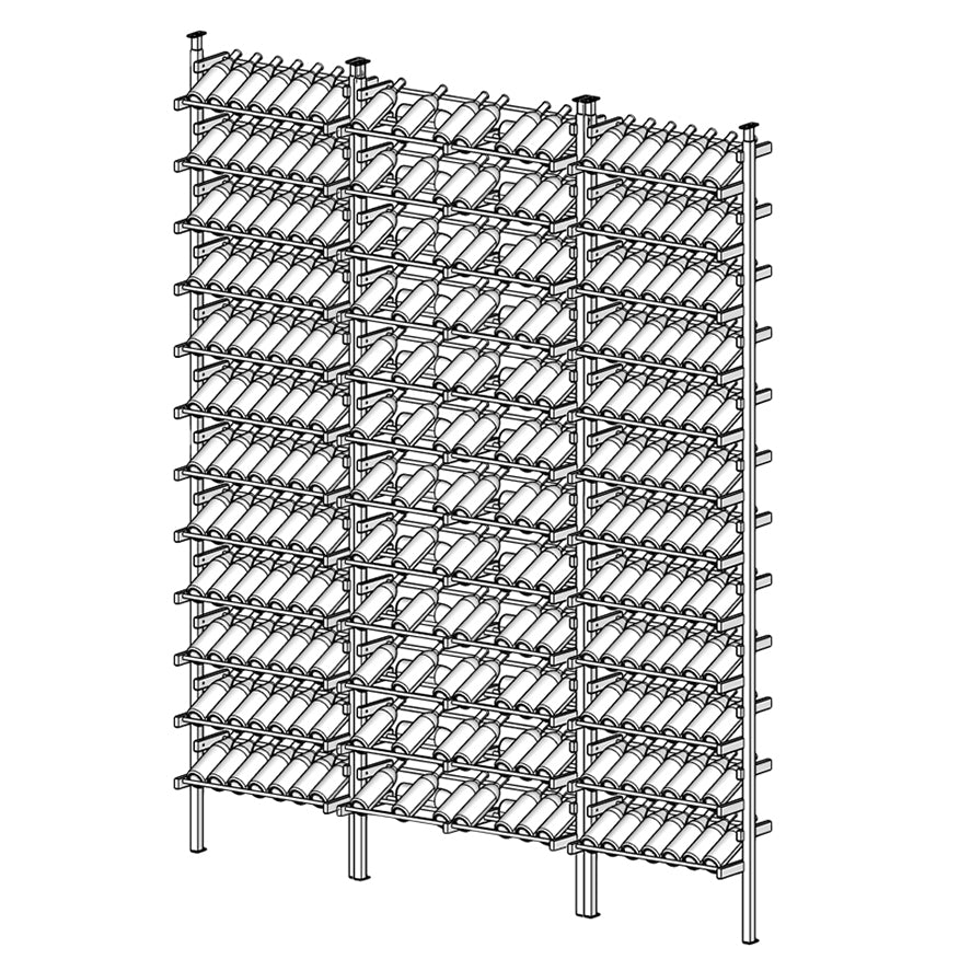 Diagram of Display wine rack with multiple shelves and bottles