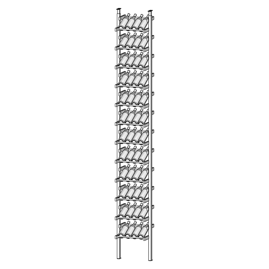 Tall Display wine rack with multiple shelves and bottles.