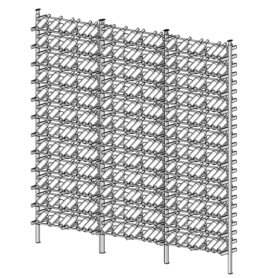 Display Wine Rack with multiple shelves holding wine bottles.
