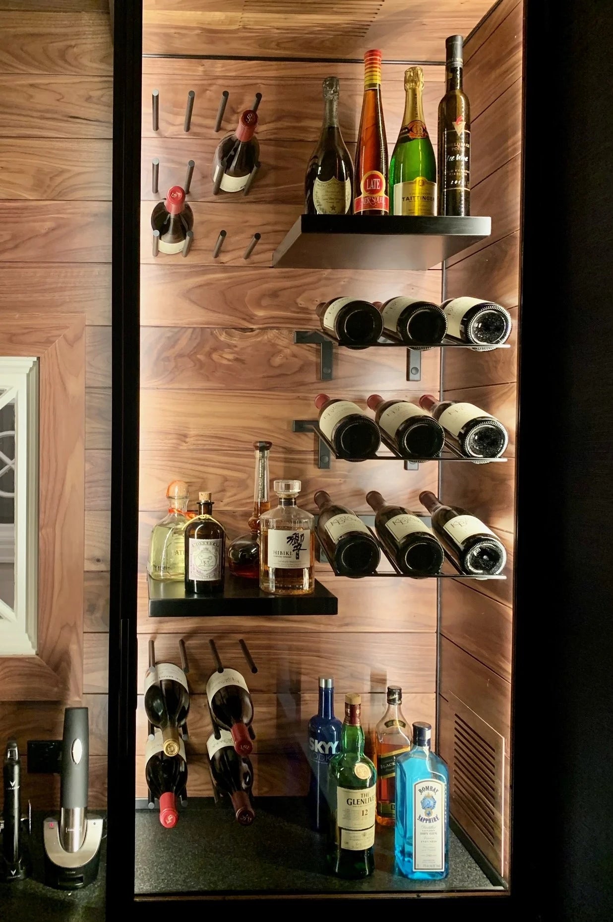 W Series Presentation Row (wall mounted metal wine rack)