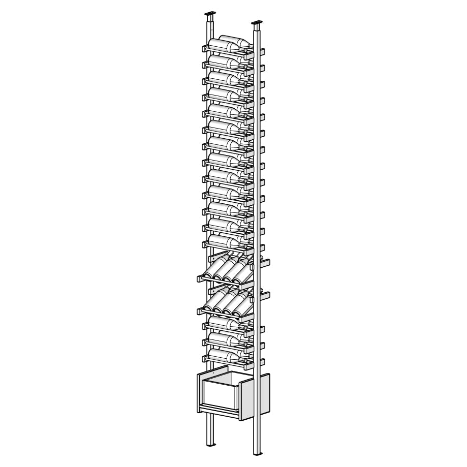  Diagram of a tall Ensemble wine rack with multiple bottles 