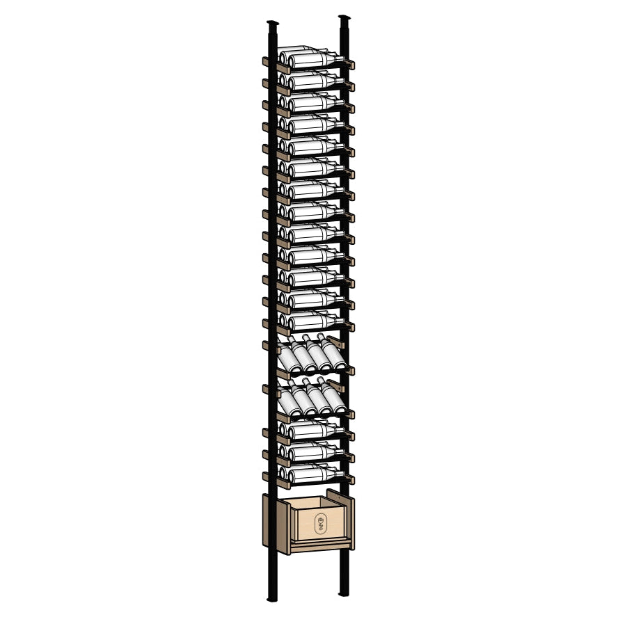 Ensemble wine rack with multiple bottles and box