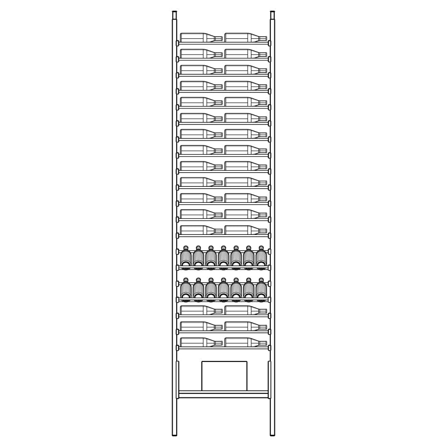 Diagram of Ensemble wine rack with multiple bottles and box