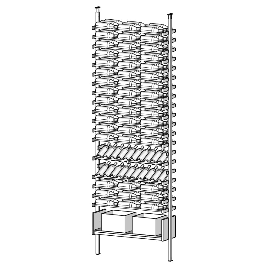 Metal Ensemble Wine Rack with multiple bottles on shelves 