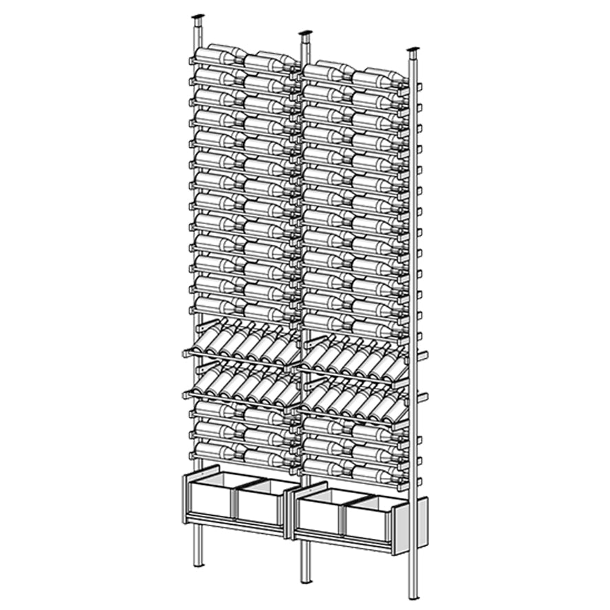 Ensemble Wine rack with multiple shelves and boxes