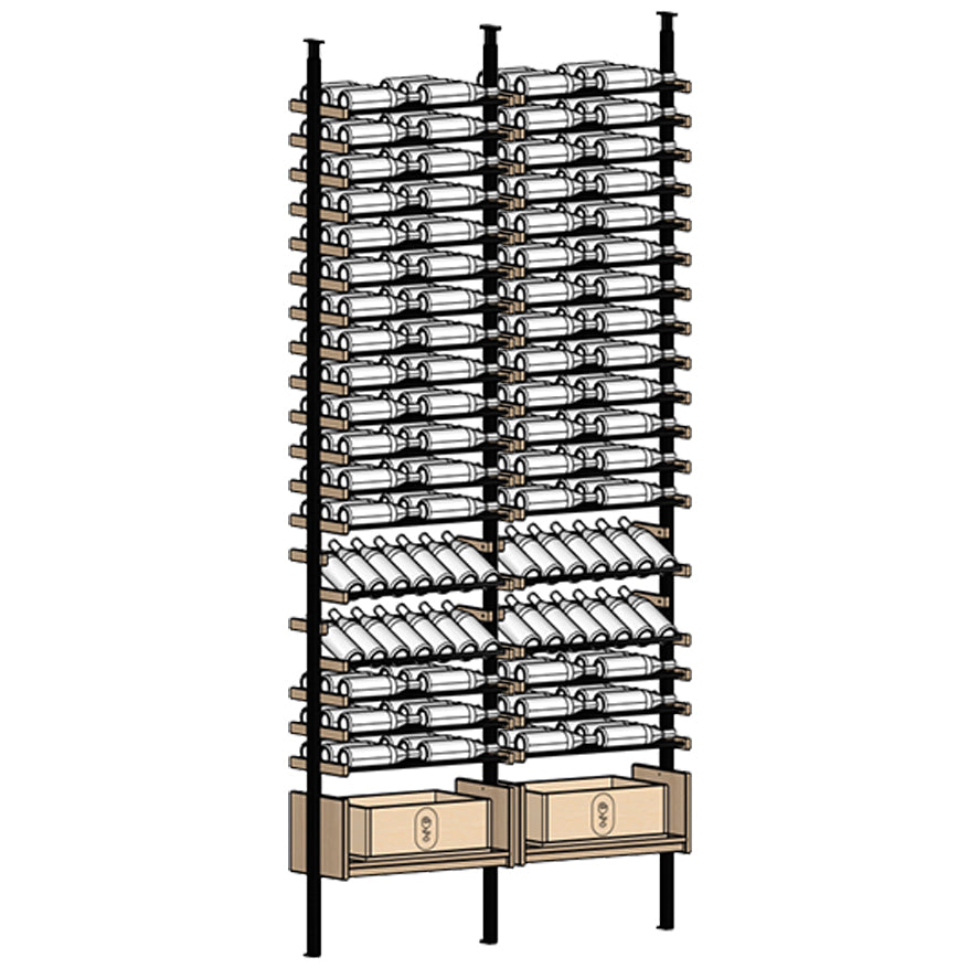 Ensemble Wine rack with multiple shelves holding wine bottles