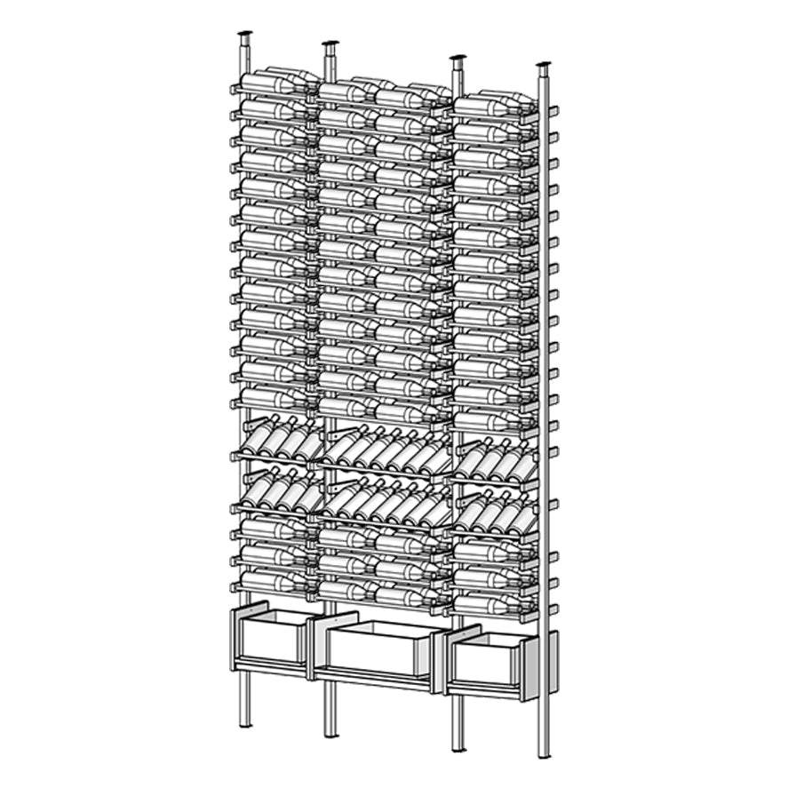 Line diagram of Ensemble wine rack with multiple bottles boxes