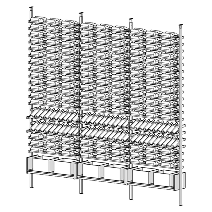 Diagram of Ensemble Wine Rack with bottles stacked on shelves.