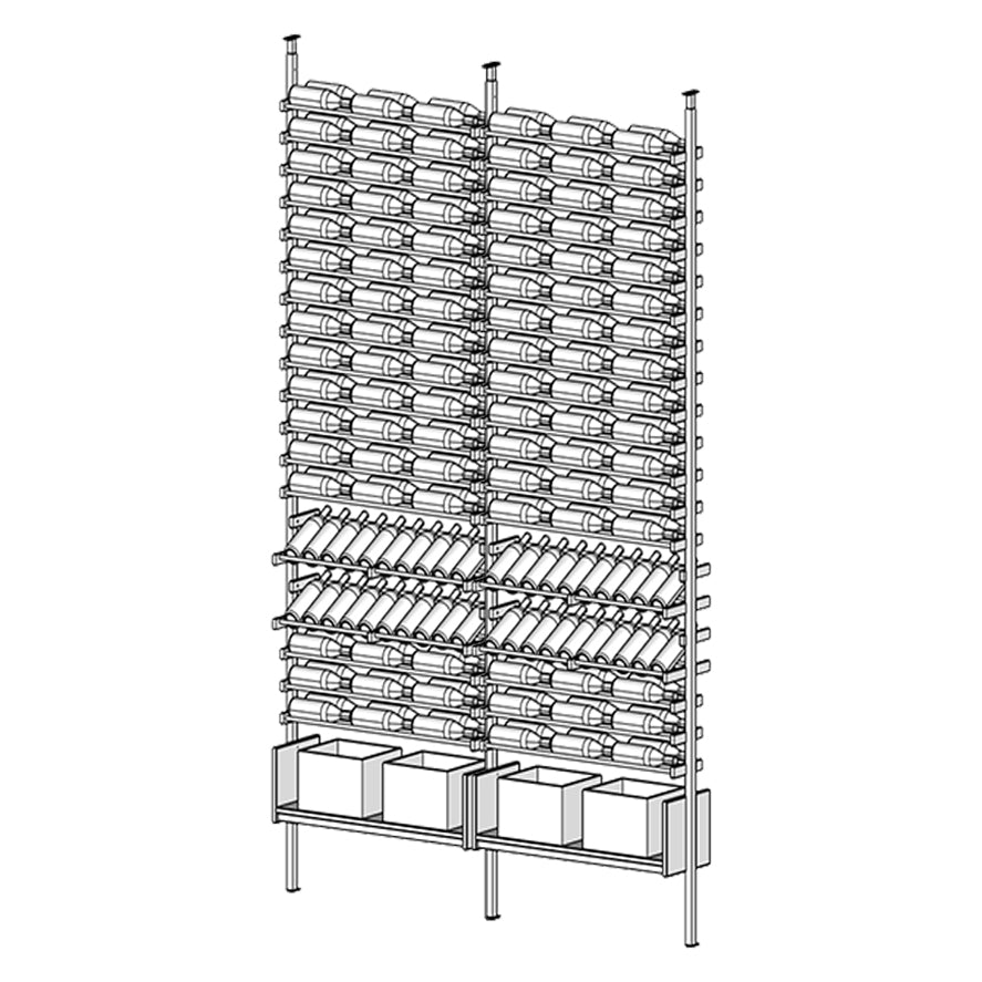 Ensemble Wine rack with multiple shelves holding wine bottles