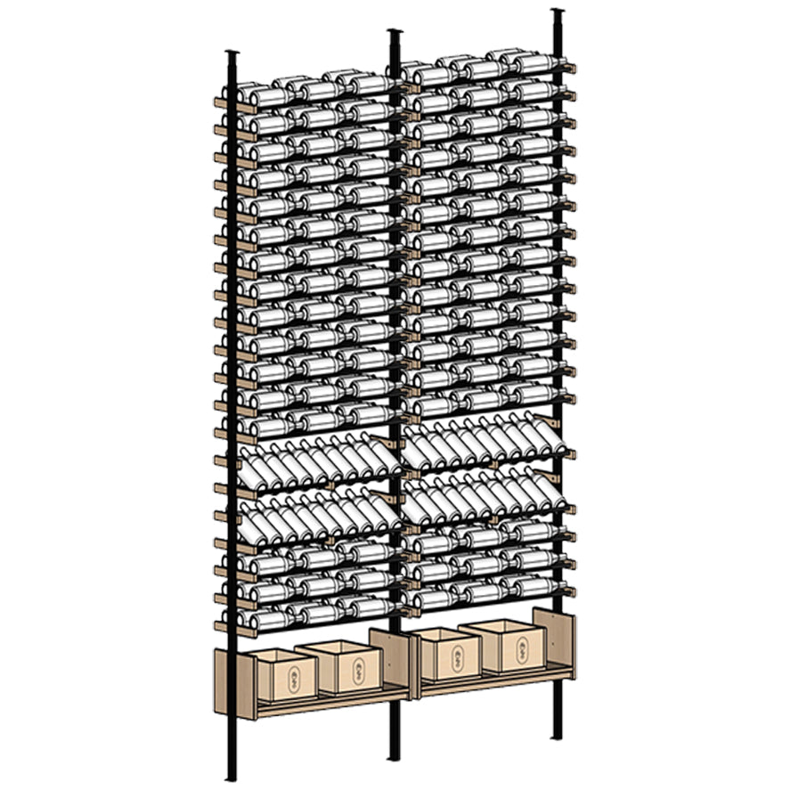 Ensemble Wine Rack with multiple shelves holding wine bottles