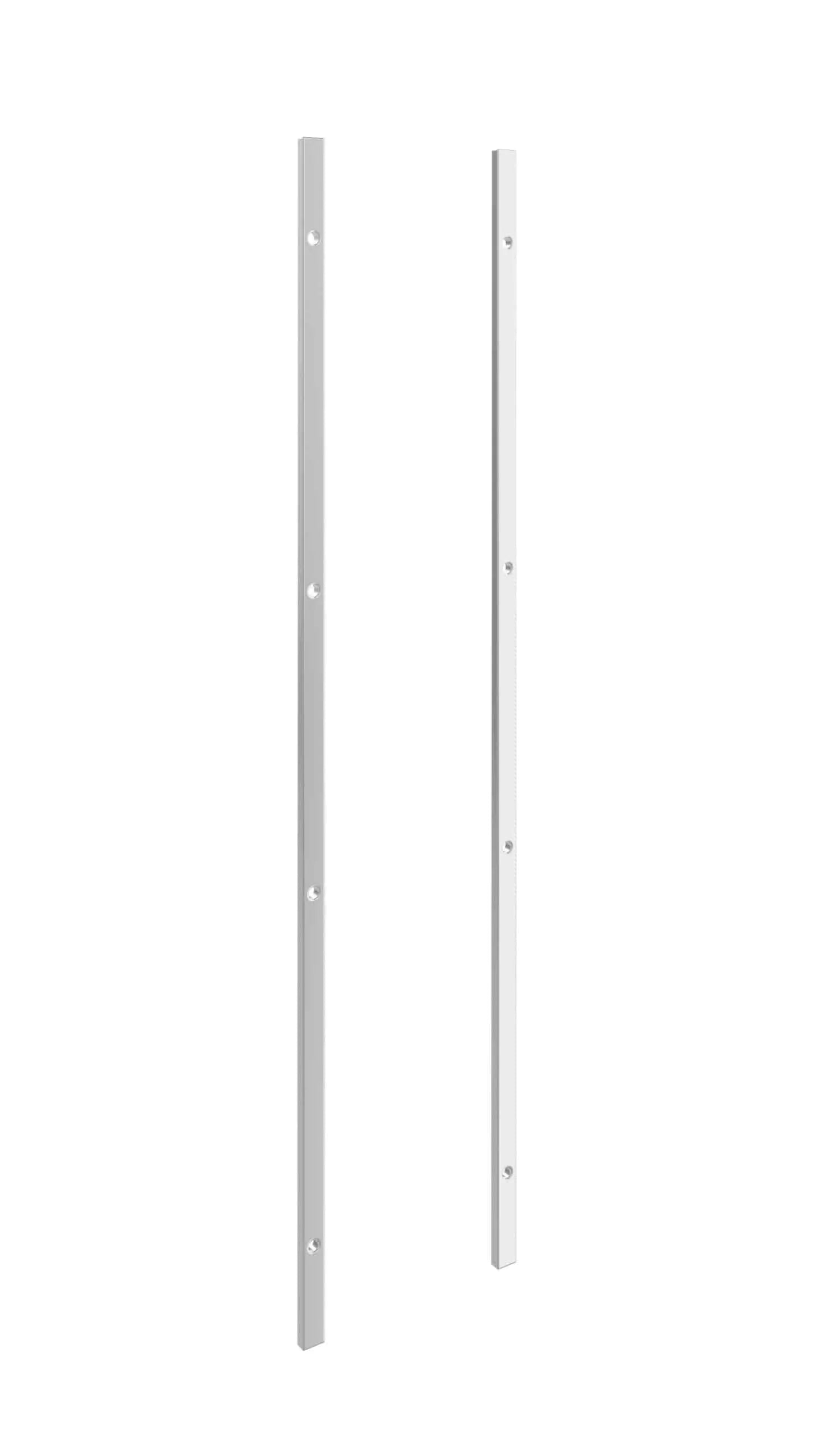 Two vertical metal bars on a white background