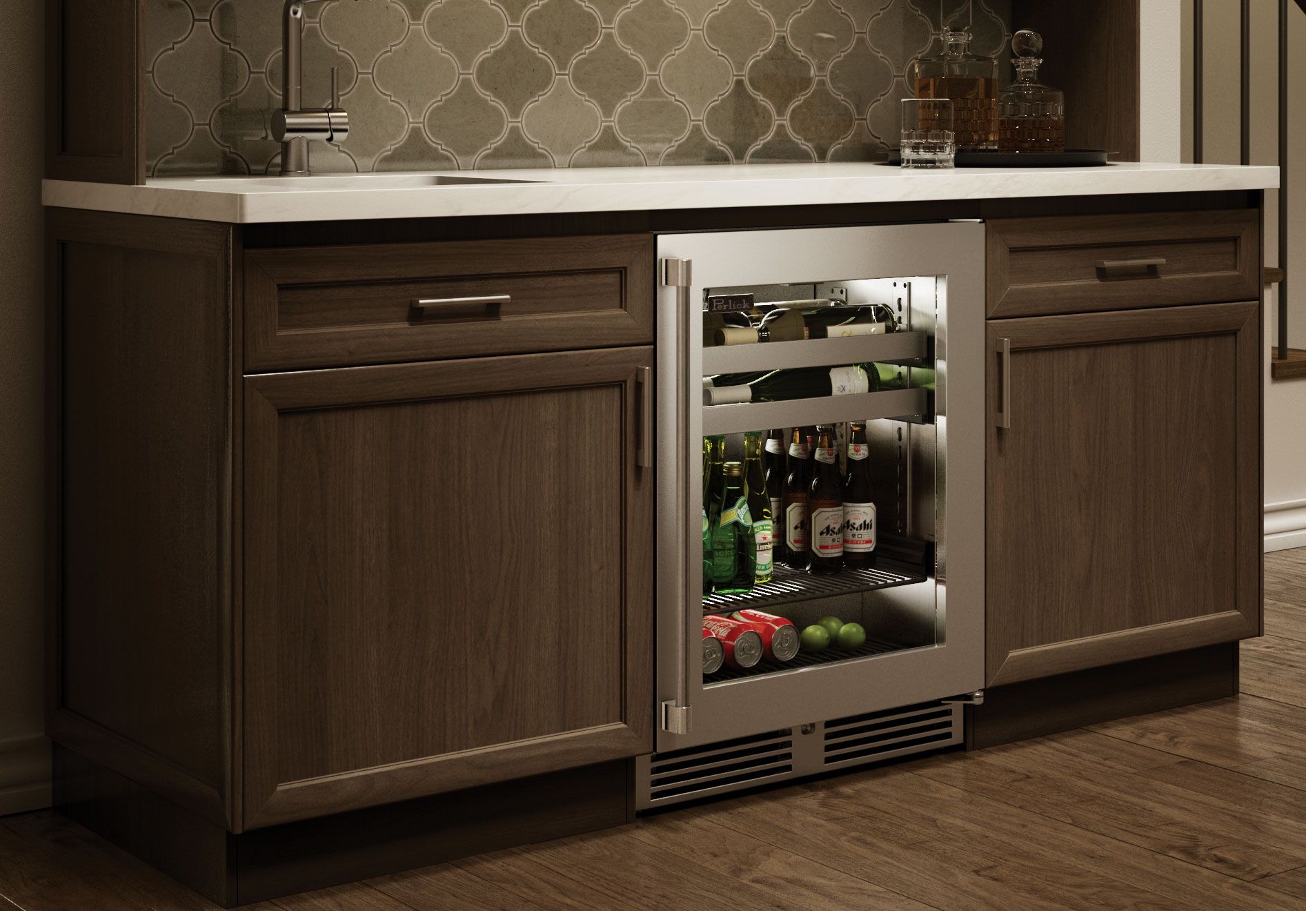 Shallow Depth - Beverage Center with Stainless Steel Glass Door