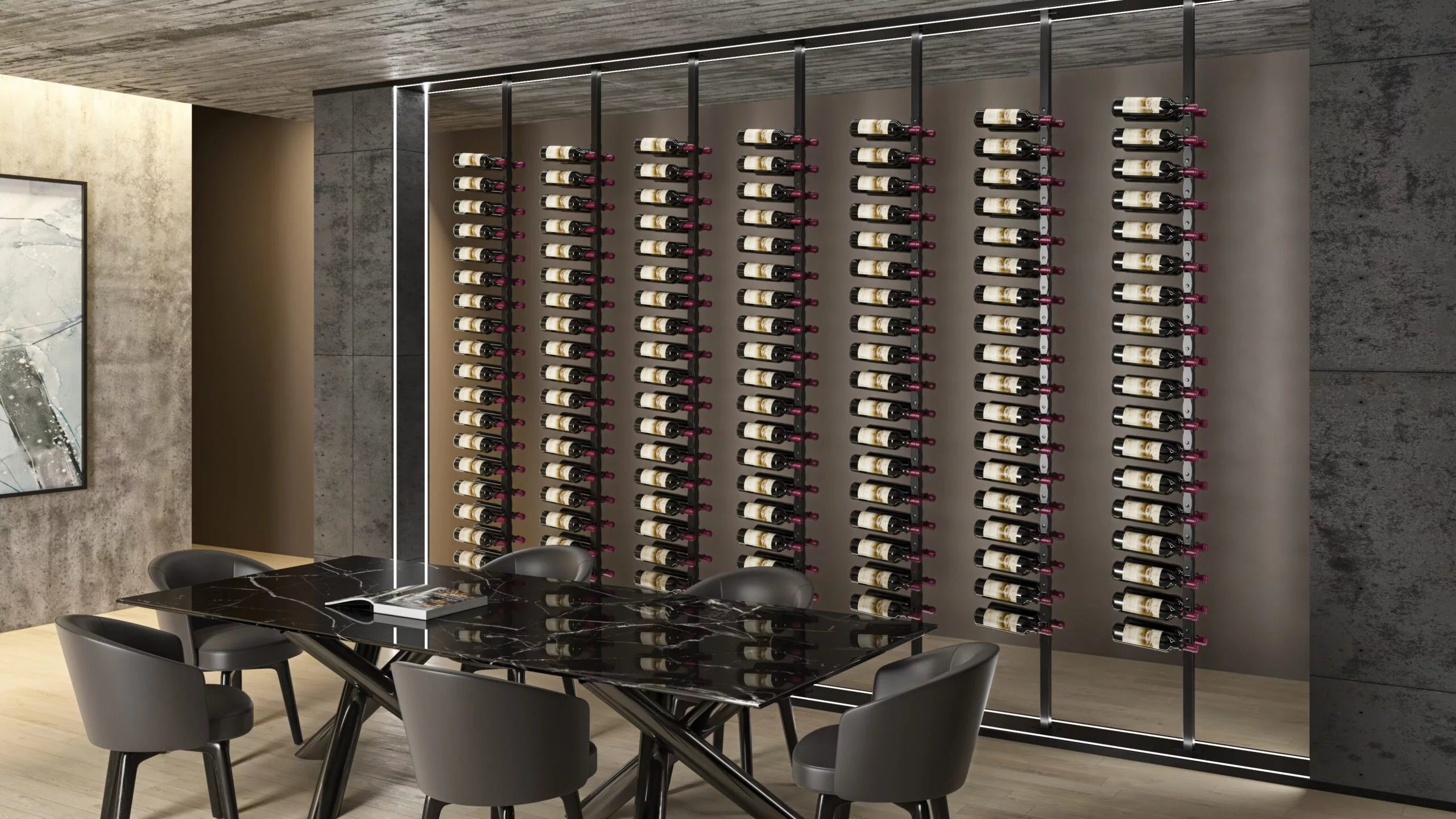 Helix Double Sided Wine Rack Post Kit 10 (modern floor-to-ceiling floating wine rack system)