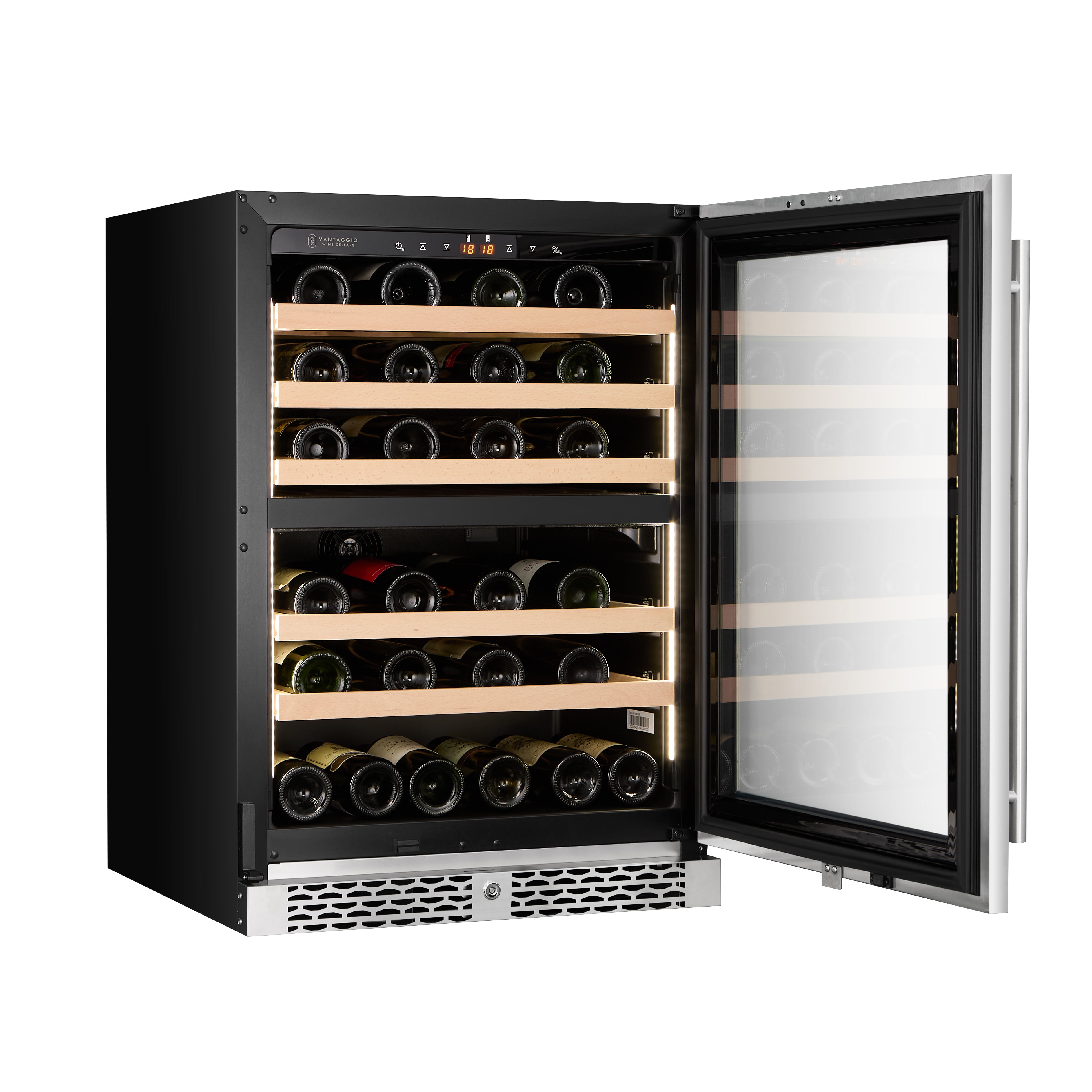 Vantaggio Wine Cellars Vantaggio V54 Dual Zone Stainless Steel Wine Cabinet Right Hand