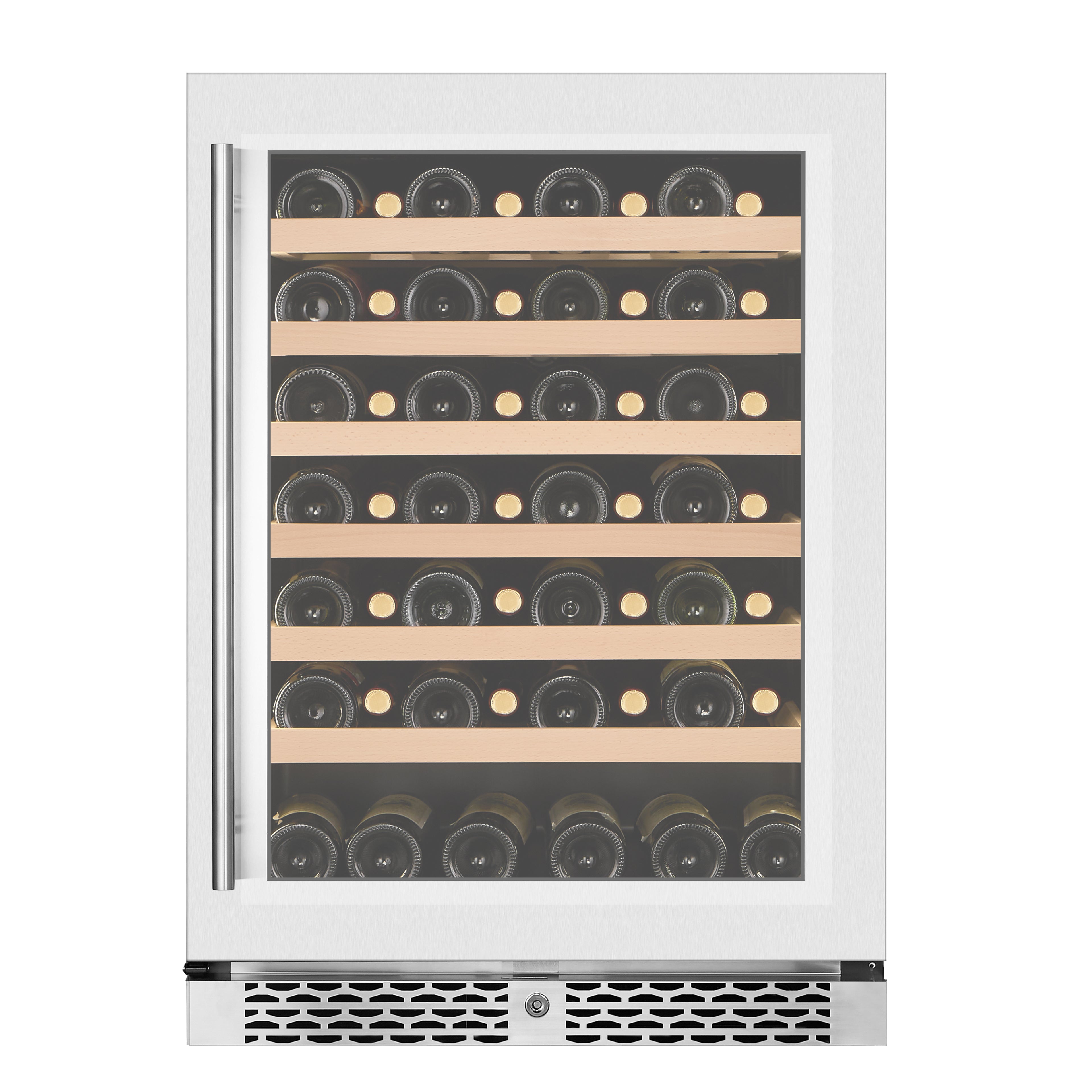 v54-ss-st wine fridge with door closed and wine 