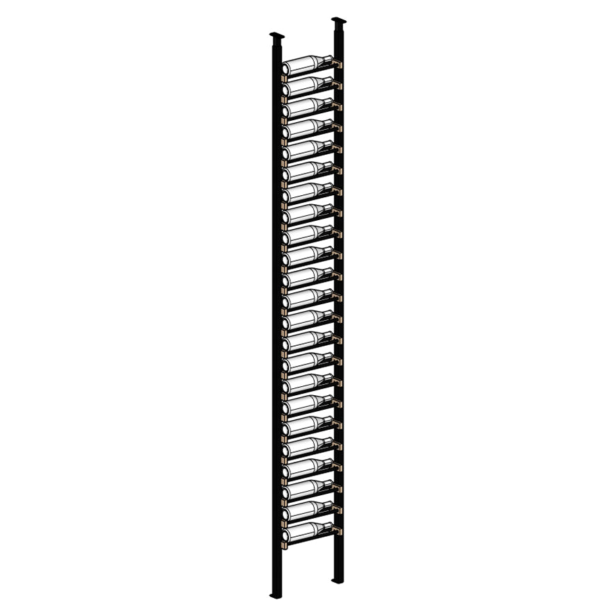 Black metal Label wine rack with multiple bottles 